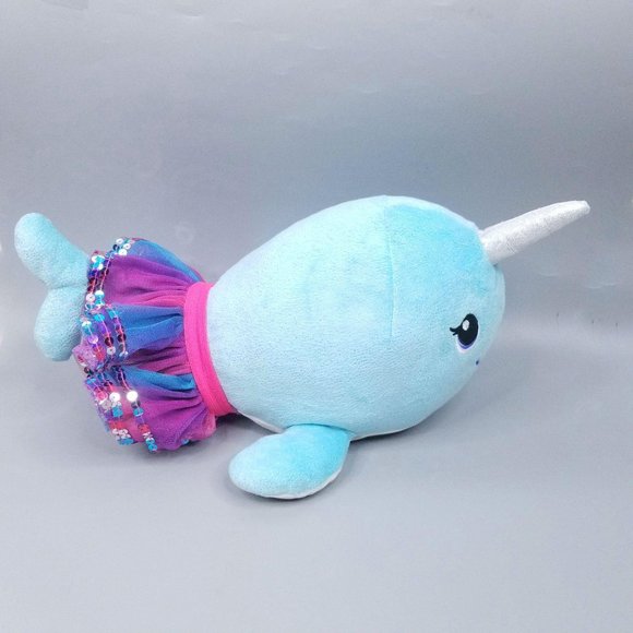 Build A Bear BAB Narwhal Whale Tutu Plush Blue 17" - Picture 2 of 11